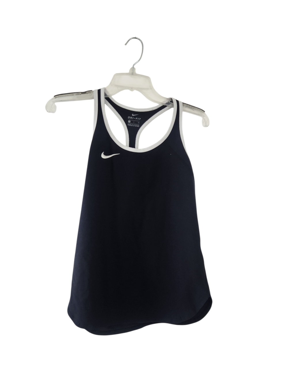 Nike Dri-Fit Women's Black Racerback Tank with White Trim Small Sleeveless Top